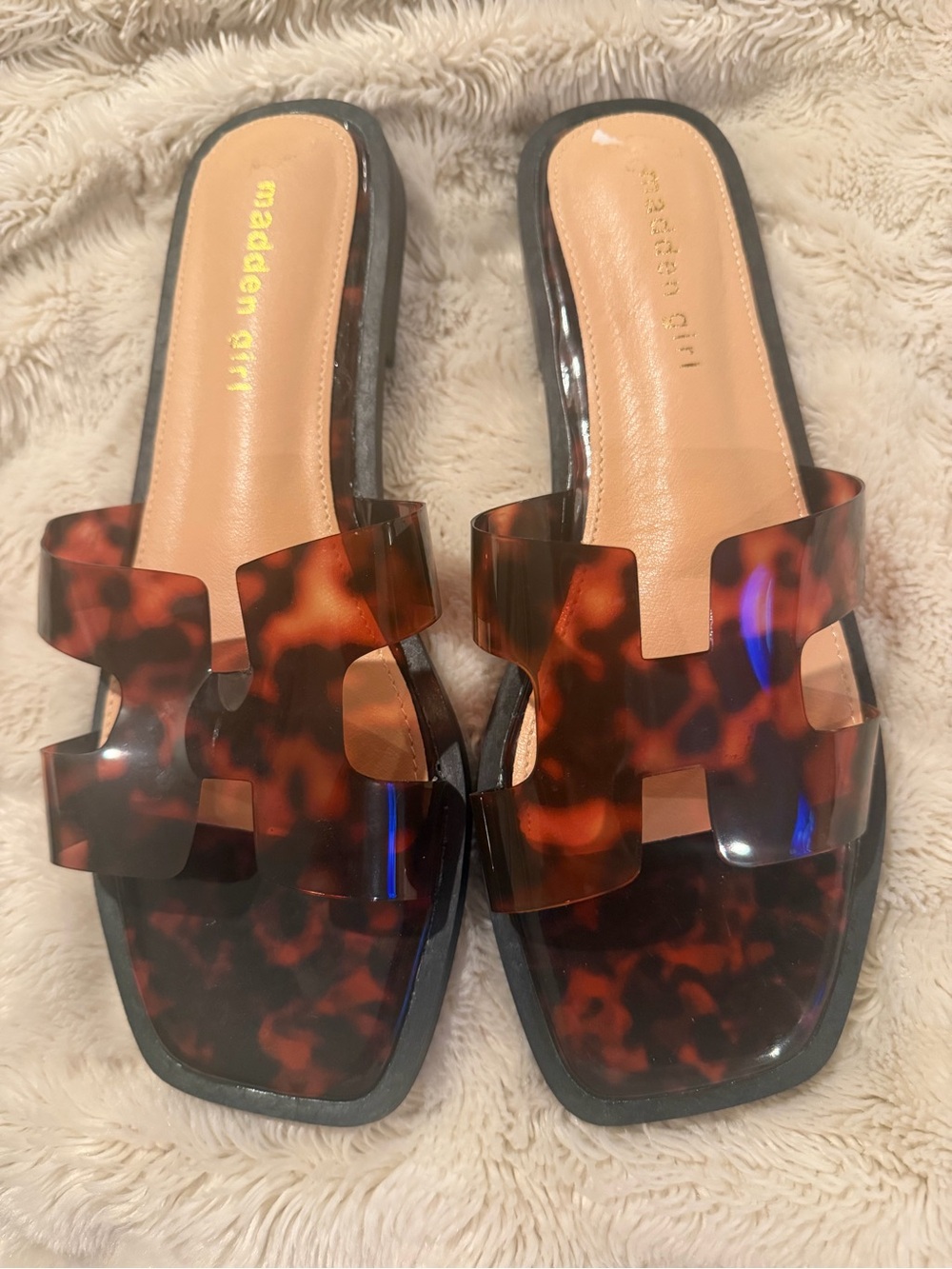 Madden Girl Tortoiseshell Slide Sandals - Brown/Black